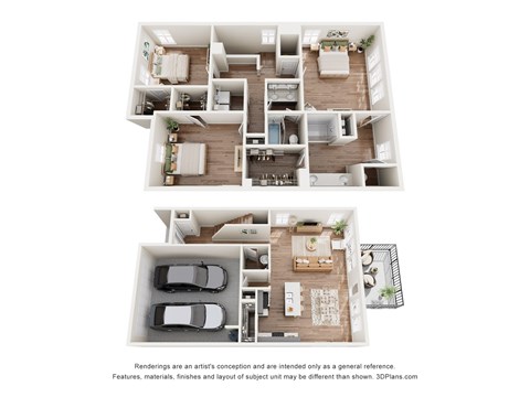 Floor plan for 3 beds, 2.5 baths, 1872 sqft